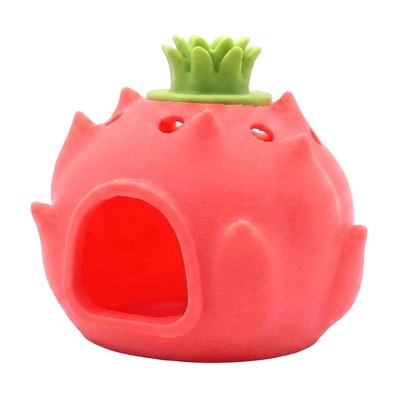 Dragon Fruit Cave with Hollow Hideout, 1 Piece, Pink Resin Fish Tank Decoration for Betta Fish and Shrimp