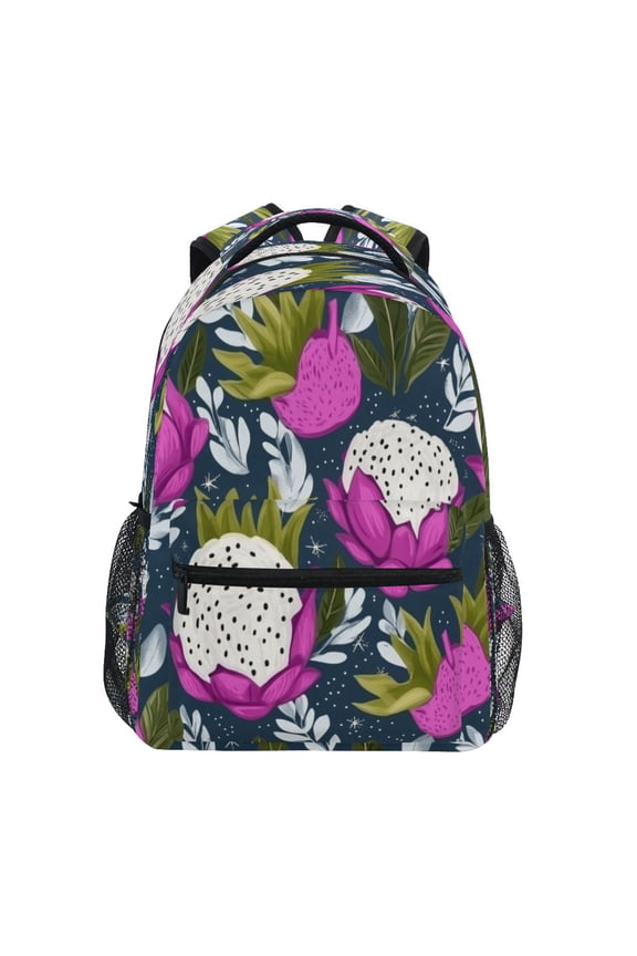 Dragon Fruit Pattern Stylish Large Backpack 15L Self-Standing Durable Twill for School, Office and Travel Use