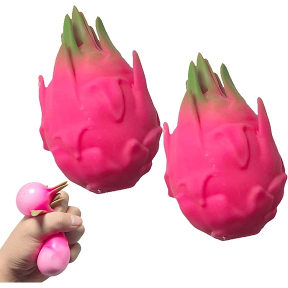Dragon Fruit Squishy, Giant FruitSquishy, Squeeze Dragonfruit, Slow Rising Stress Release Squishy, Rebounding Sensory (2pcs)