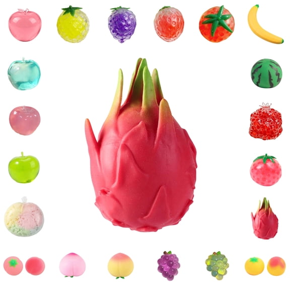 Dragon Fruit Squishy Stress Relief Toy Slow Rising Soft Squeeze Ball Fruit Sensory Fidget Toy for Anxiety ADHD Autism Kids Adults Portable Hand Therapy Stress Ball