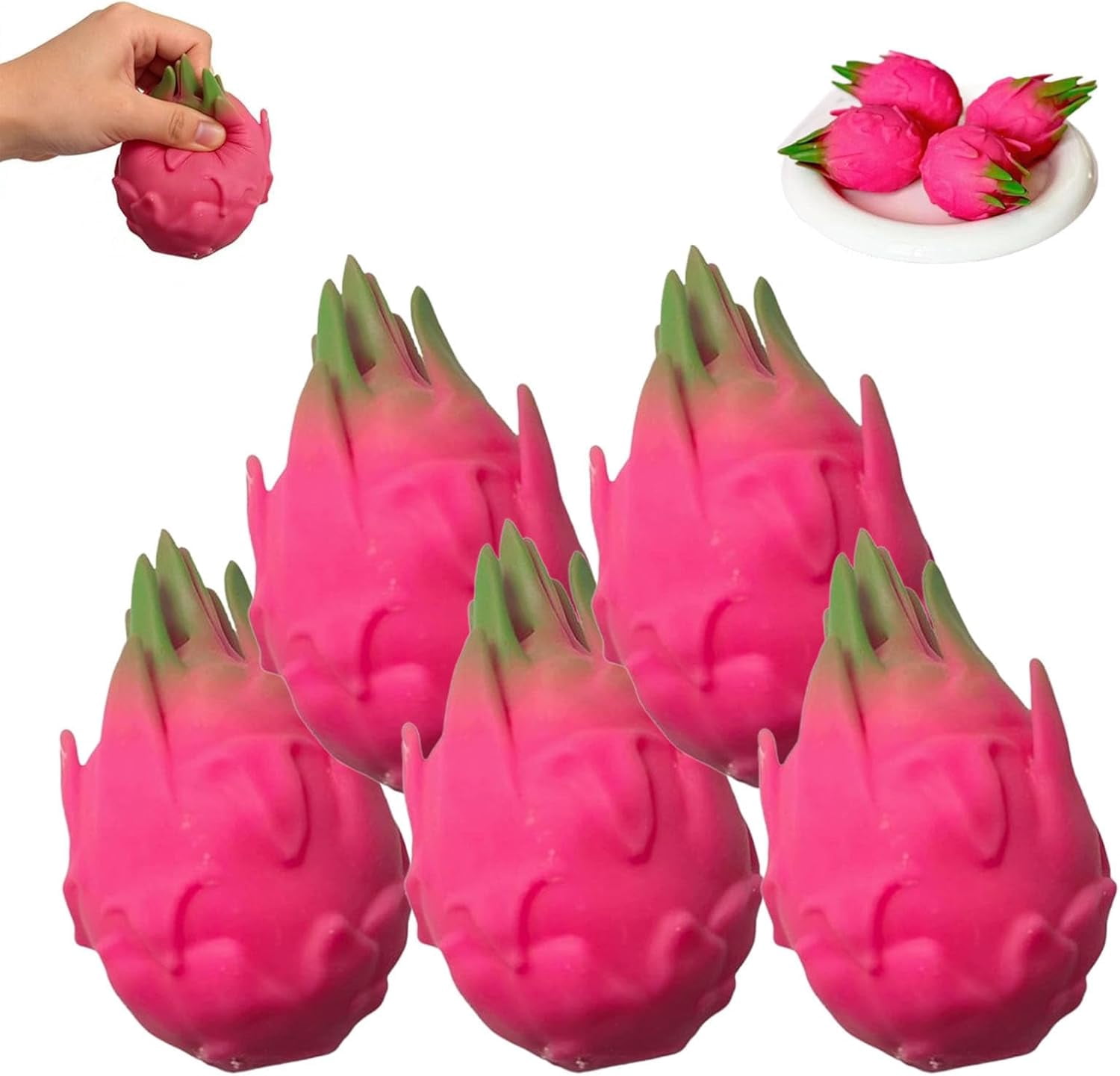 Dragon Fruit, Stress Relief Fidget Balls For Adults, Realistic Squeeze Dragonfruit, Slow Rising, Softy Material, Suitable For Everyone