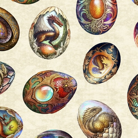 Dragon Fyre Dragon Eggs Cotton Fabric