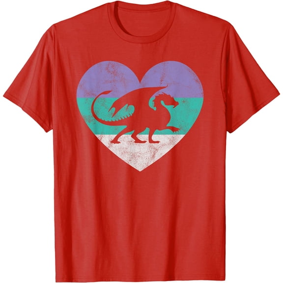 Dragon Gift Retro Cute Heart Unisex T-Shirt for Men Women Kids Toddler,Dark Chocolate Color,Size YXS