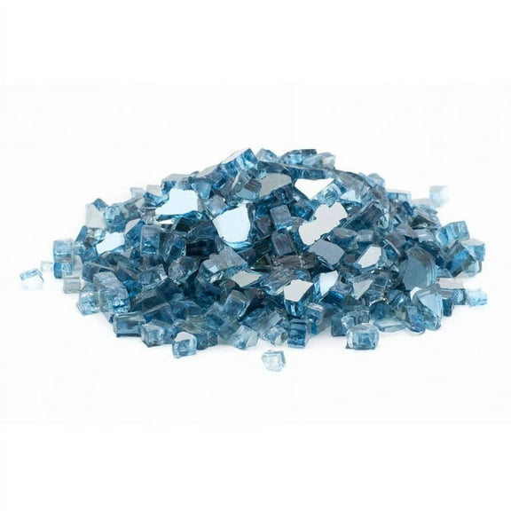 Dragon Glass 0.25" Sky Blue Reflective Fire Glass, 10 lb