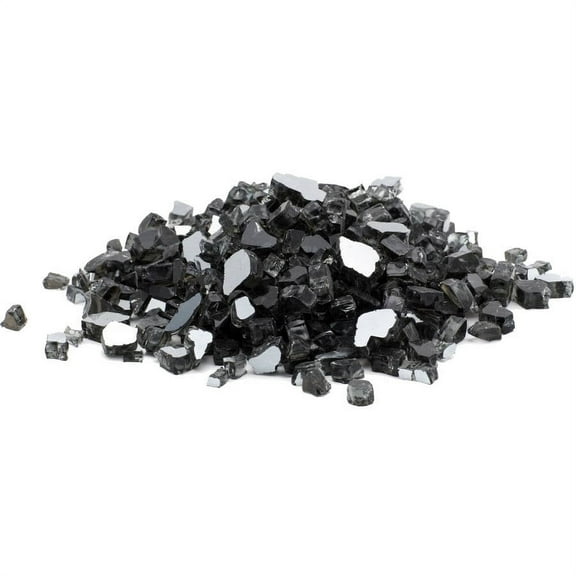 Dragon Glass 10 lb Black Reflective Tempered Fire Glass, 1/2"