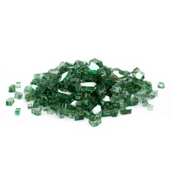 Dragon Glass 10 lb Green Reflective Tempered Fire Glass, 1/2"