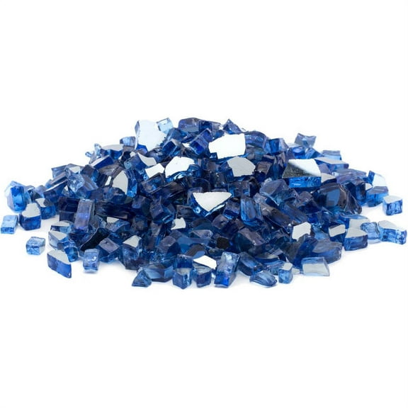 Dragon Glass 25 lb Cobalt Blue Reflective Tempered Fire Glass, 1/2"