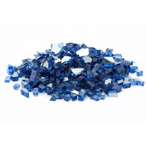 Dragon Glass 25 lb Reflective Tempered Fire Glass, 1/4", Cobalt Blue