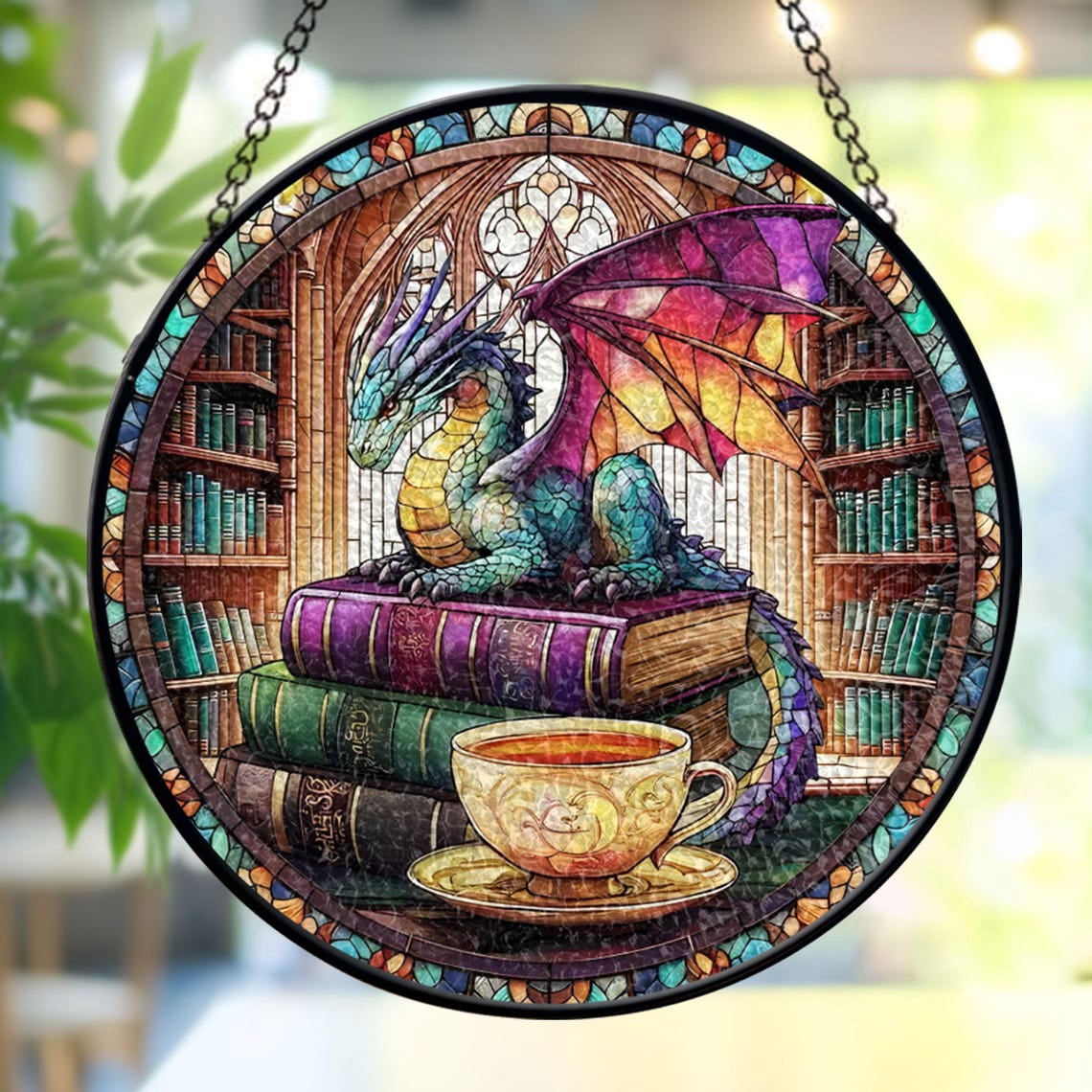 Dragon Glass Suncatcher, Mystical Fantasy Window Hanging Art, Unique ...