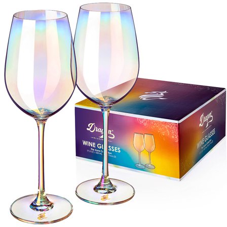 Dragon Glassware 17.5 oz Aura Crystal Stemmed Wine Glasses Set of 2