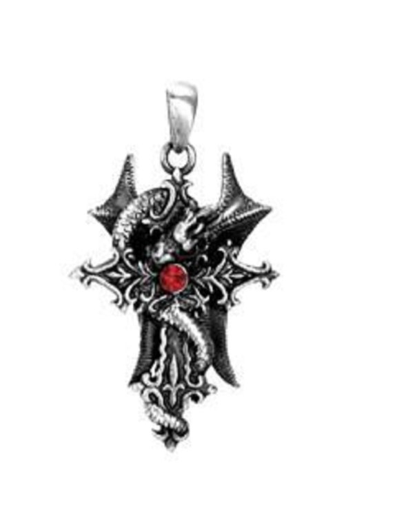 Dragon Gothic Cross Pendant Collectible Medallion Necklace Accessory