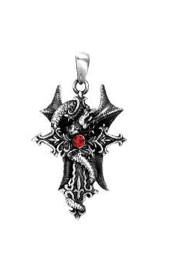 Dragon Gothic Cross Pendant Collectible Medallion Necklace Accessory