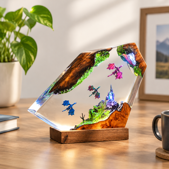 Dragon Gothic Lamp - Fantasy Night Light 16 Color Ledb