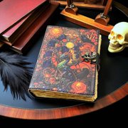 Dragon Grimoire Journal with Lock   Vintage Leather Bound Spell Book of Shadows, Gothic Witchcraft Notebook, Embossed Dragon & Skull Cover, Deckle Edge Paper, Fantasy Writing Sketchbook Gifts