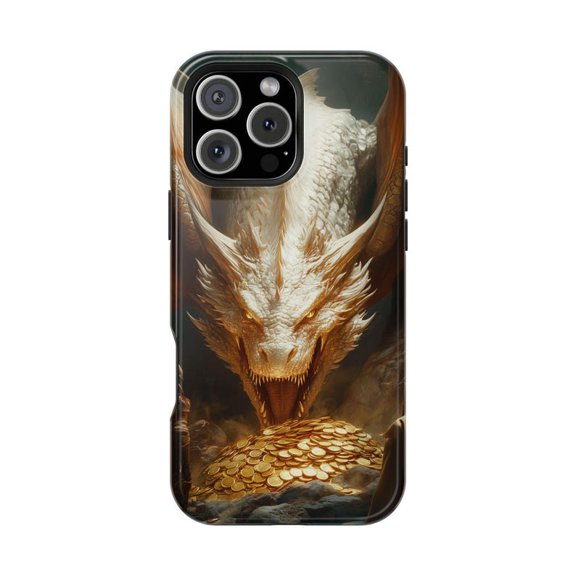 Dragon Guarding Golden Hoard Treasure Fantasy Artwork Phone Case with iPhone 17 to 11 Pro Max