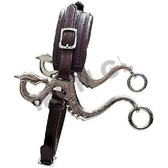 Dragon Hackamore Bitless Horse Bit English Western Adjustable Leather Brown