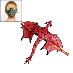 Dragon Hair Stick and Clip Set for Long Hair, Medieval Fantasy Gothic Cosplay Hair Accessory