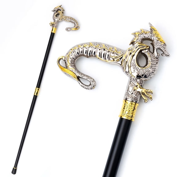 Dragon Handle Folding Cane, 36.9 in Goth Walking Stick for Cosplay and Themed Events