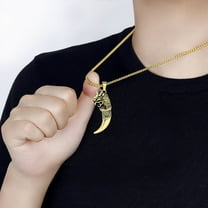 Dragon Head 14K Yellow Gold Pendant Necklace Wolf Tooth Amulets And Talismans Cool Necklace For Women And Men