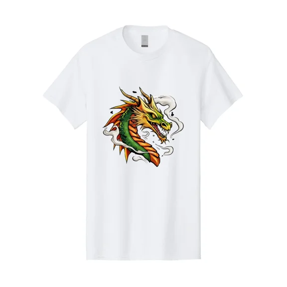 Dragon-Head-3 Mens Graphic Tee, 100% Cotton, Casual Summer Wear