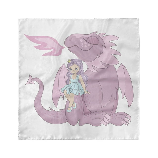 Dragon Head Scarf, Princess Sitting on Creature, Head Wrap, 3 Sizes, by Ambesonne
