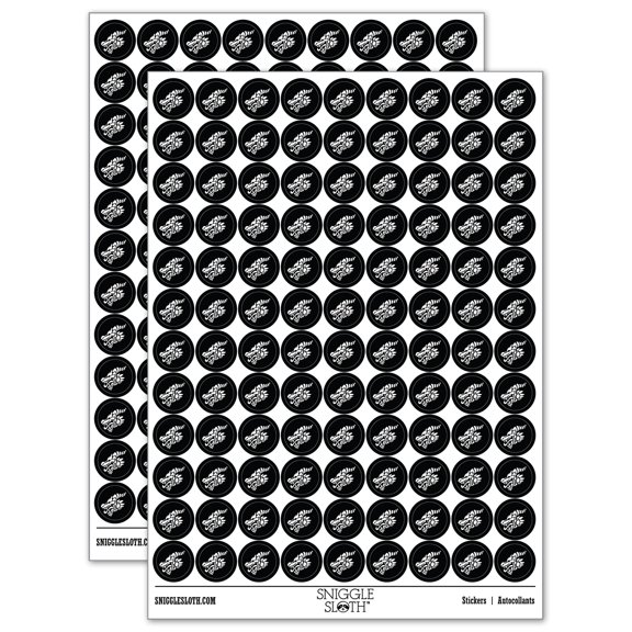 Dragon Head Side View with Tongue Out 200+ Round Stickers - Black - Gloss Finish - 0.50" Size