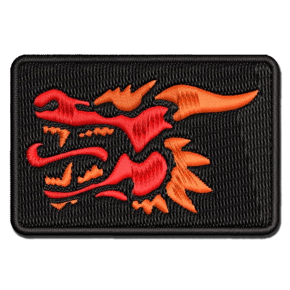 Dragon Head Side View with Tongue Out Applique Multi-Color Embroidered Iron-On Patch - 3 Inch Medium