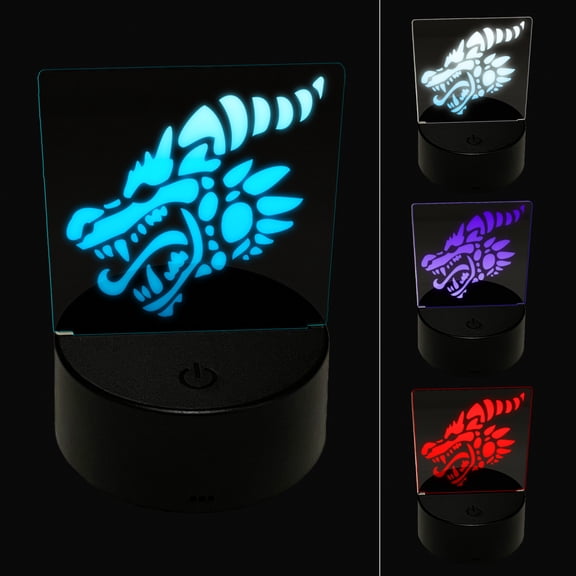 Dragon Head Side View with Tongue Out LED Night Light Sign 3D Illusion Desk Nightstand Lamp