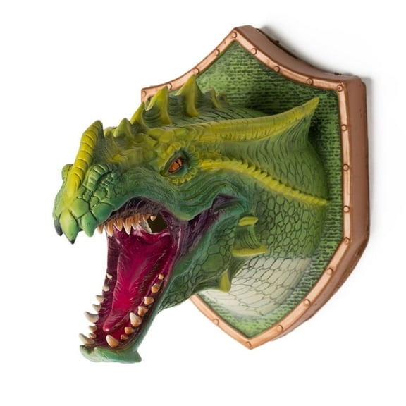 Dragon Head Wall Pendant Dinosaur Home Decoration Props LED Luminous wall art mounted sculpture Smoke Light Handmade Green