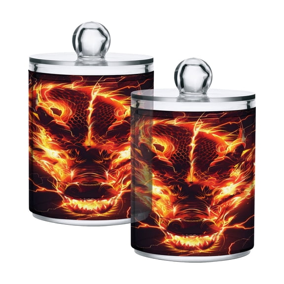 Dragon Head with Lightning Translucent Plastic Cans Storage Canisters with Lid Set of 2