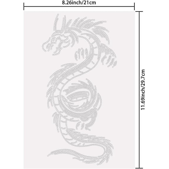 Dragon Heat Transfer Rhinestones Iron On Transfers Dragon Rhinestone Applique Bling Decals T-Shirt Crystal Heat Transfer Hot Fix Stickers Patch for Women Men Clothing DIY Art Craft