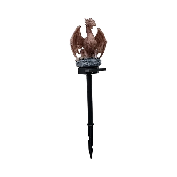 Dragon Heritage Solar Garden Stake Light Resin Glowing Ember Statue Pathway Decor, in Black, 16.14 inch