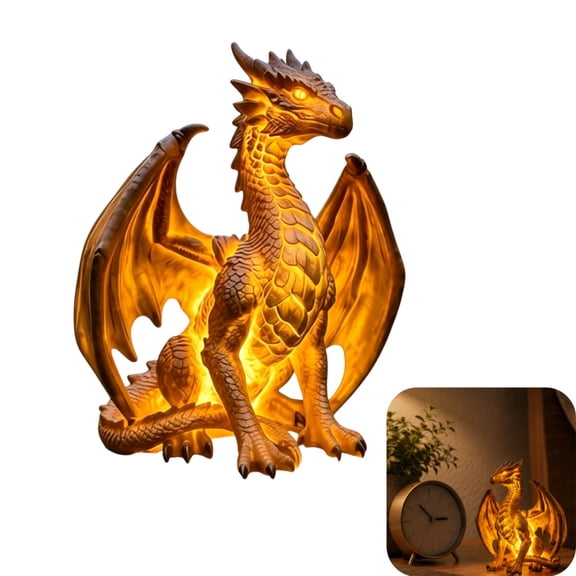 Dragon Inheritance Ornament Lamp, Resin Decorative Light for Home Shelf Decor,Gothic Medieval Fantasy Night Light for Bedroom Living Room Office, Unique Gift(4 x 6 in)
