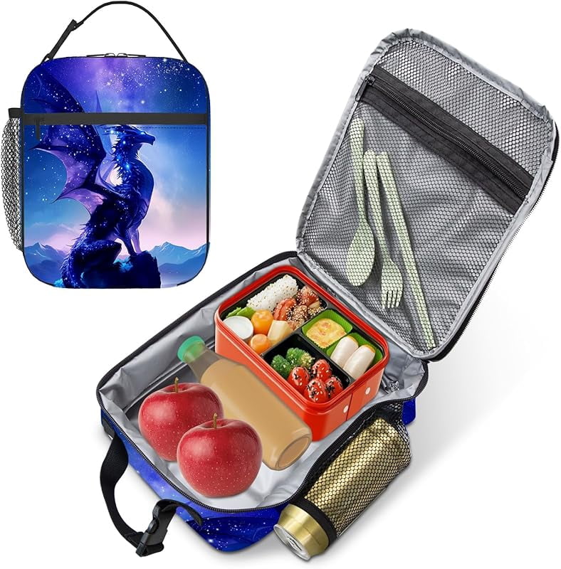 Dragon Insulated Lunch Box for Men with Water Bottle Holder
