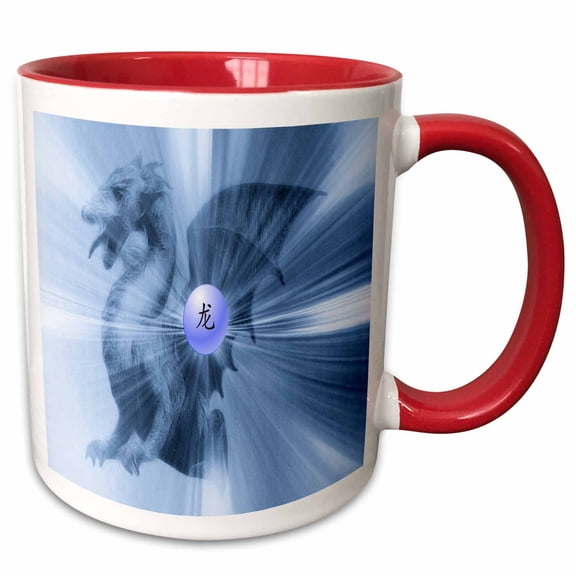 3drose, Dragon J, 15oz Two-tone Red Mug