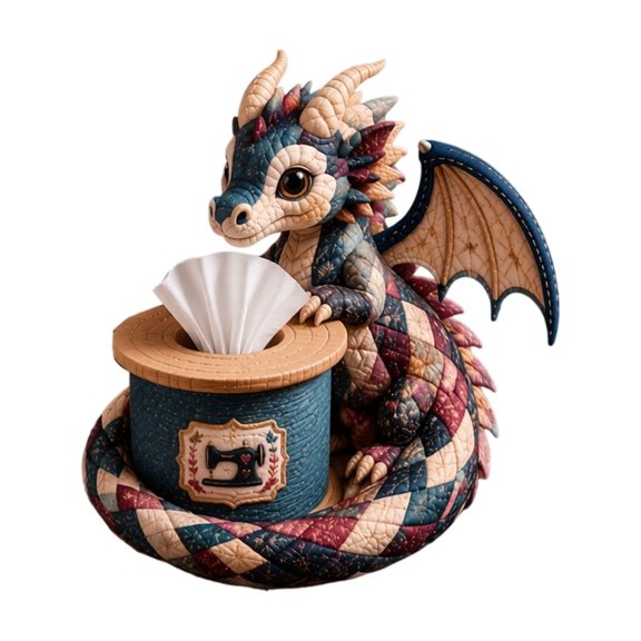 Dragon Keepers Collection – Quilted DIY Tissue Box Sewing Kit, Dragon DIY Patchwork Kit, Handmade Tissue Box Cover, Sewing Hobby kit for Beginner,Home Decor and Gifts(F)