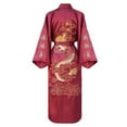 thumbnail image 1 of Dragon Kimono Bathrobe for Women, Chinese Style, Embroidery Robe, Sexy Gown, Casual Loose Nightwear, New Long Home Clothing (Claret,2XL), 1 of 7