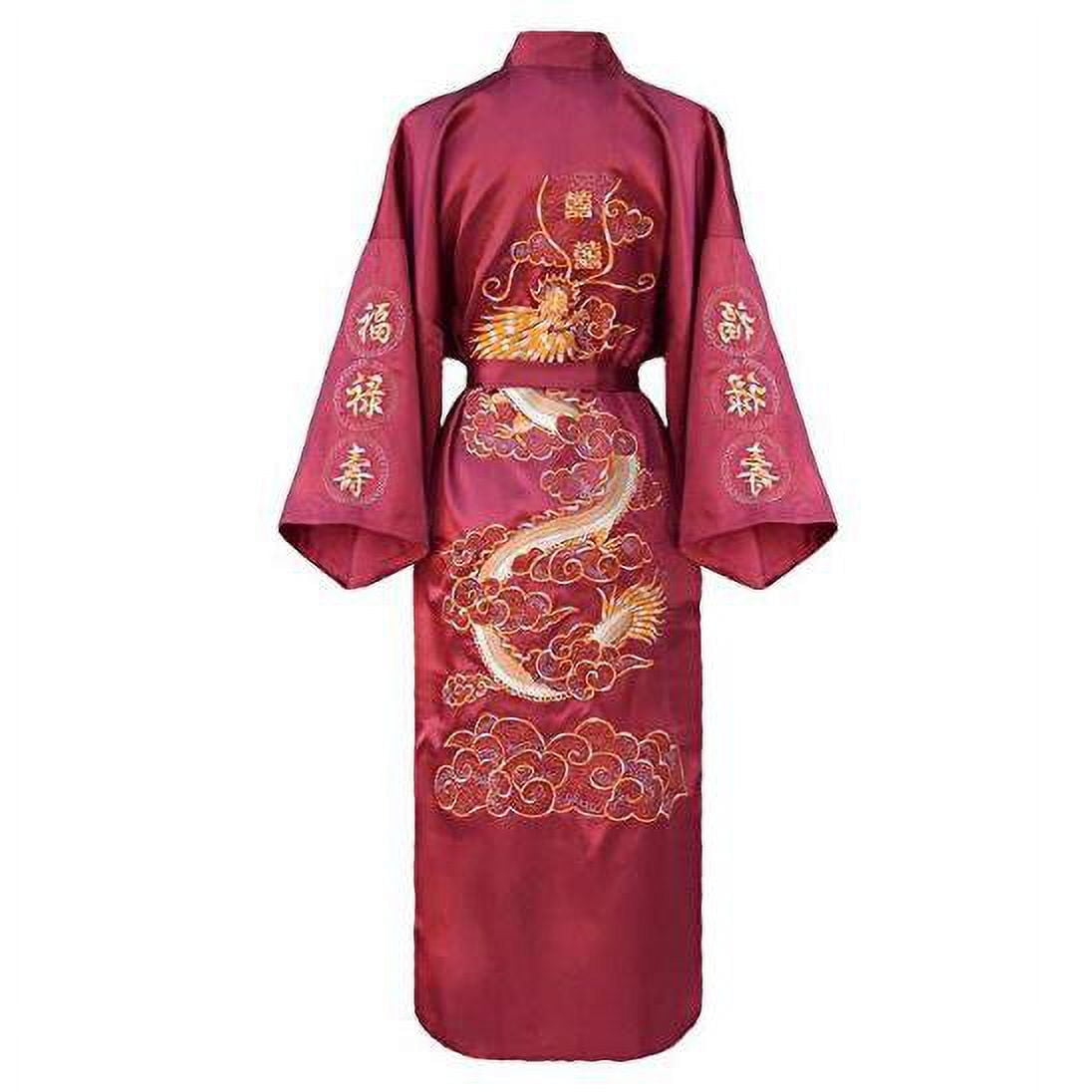 knee length dresses for ladies Silk Kimono Dressing Gown Royal Peacock | Black