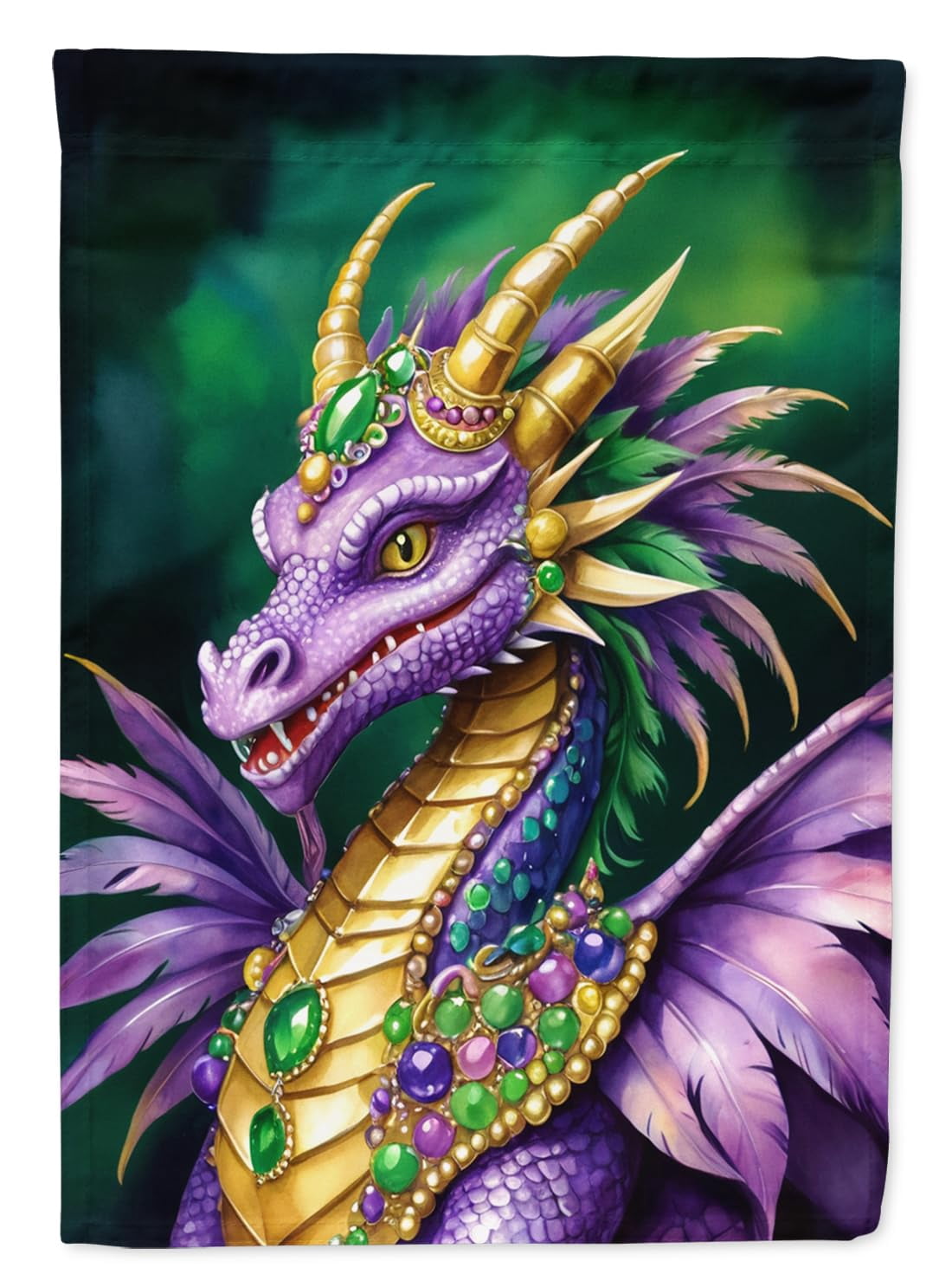 Caroline's Treasures DAC5220CHF Dragon King of Mardi Gras House Flag Large Porch Sleeve Pole Decorative Outside Yard Banner Artwork Wall Hanging, Polyester, House Size, Multicolor