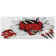 thumbnail image 1 of Dragon Kitchen Mat, Retro Pop Art Comic Strips Wild Creature Danger Caricature Image, Plush Decorative Kitchen Mat with Non Slip Backing, 47" X 19", Ruby Pale Grey Cream, by Ambesonne, 1 of 1