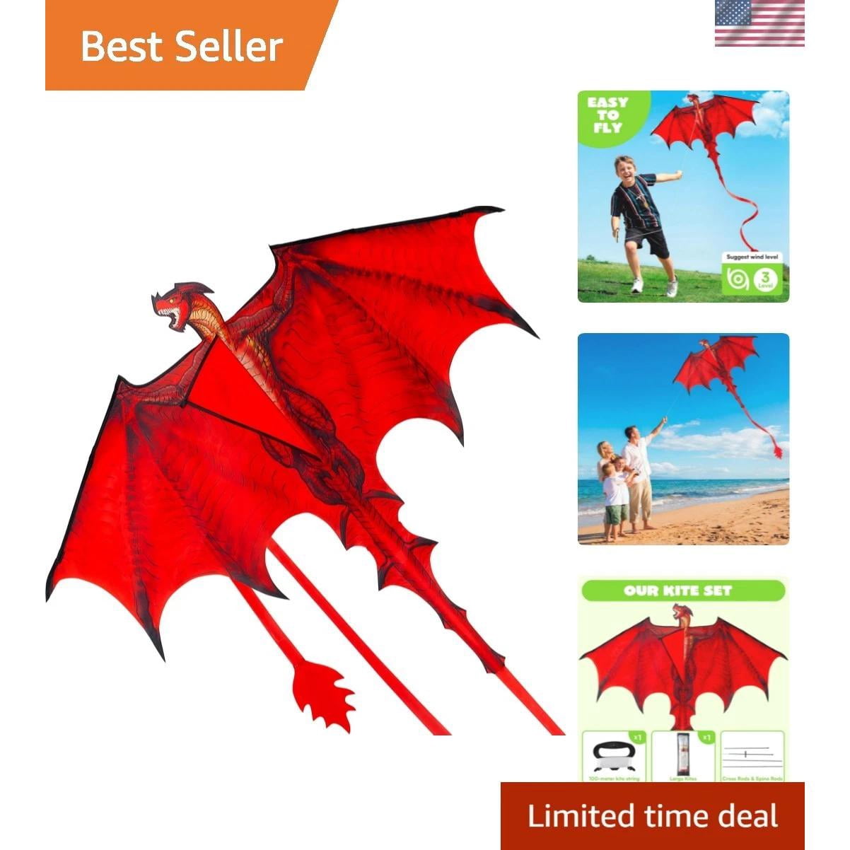 Dragon Kites for Kids and Adults, Easy to Fly Large Single Line Kite for Kids...