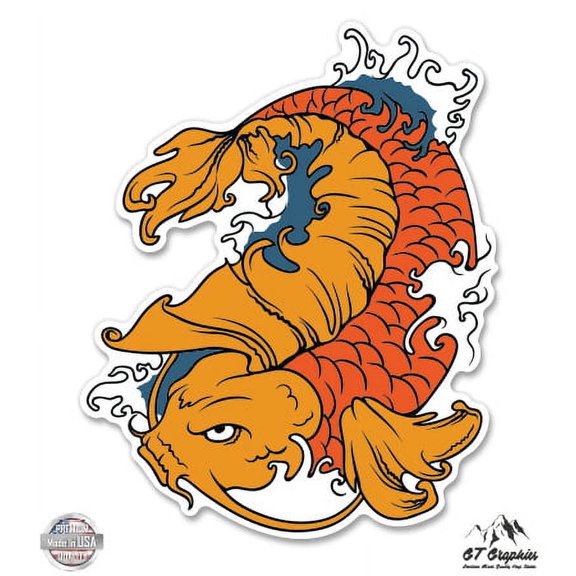 Dragon Koi Fish - 3" Vinyl Sticker - For Car Laptop I-Pad Phone Helmet Hard Hat - Waterproof Decal