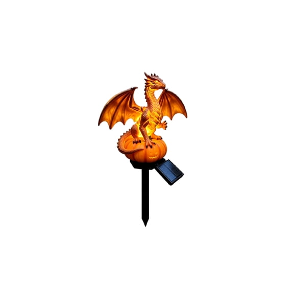 Dragon Lamp, Halloween Decorations, Fantasy Dragon Resting on Jack-O'-Lantern, Elegant Home Accent Light