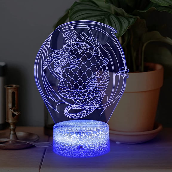 Dragon Lamp Dragon Toys Night Light Kids Dragon Egg Night Light 16 Colors with Remote 3D Optical Illusion Bedside Lamp Room Decor Gifts for Boys and Girls on Birthday Holiday or Christmas