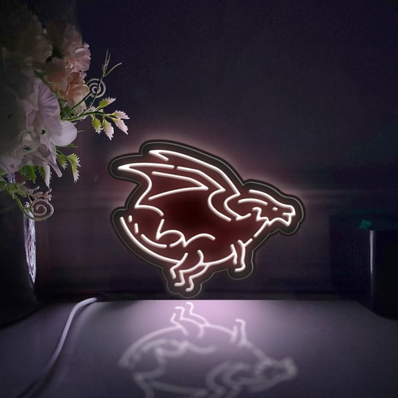 Dragon Led Light Box, Dimmable Neon-Like Light Signs USB Power for Wall Decor Bedroom Decoration, Static Light (WxH) 6"x5"