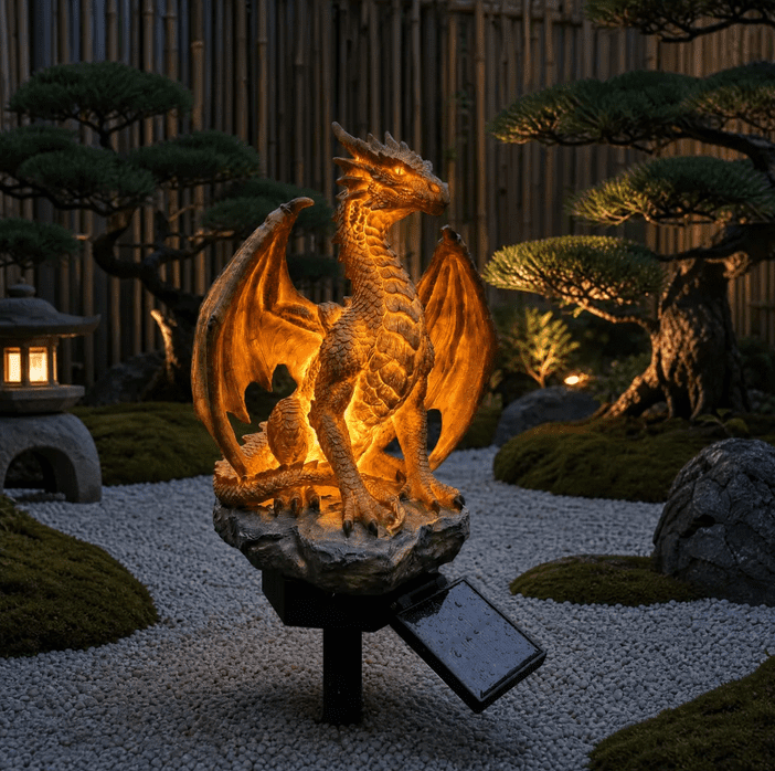Dragon Legacy Golden Ember Edition Solar Garden Light, 12 Inch
