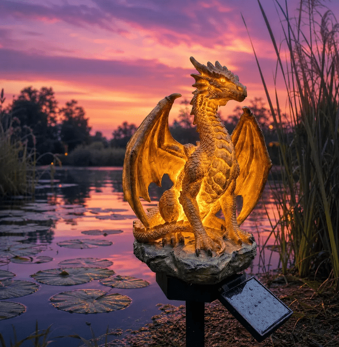 Dragon Legacy Golden Ember Edition Solar Garden Light, Limited
