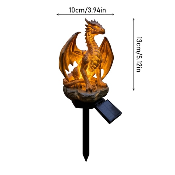 Dragon Legacy Golden Ember Edition Solar Garden Light - Outdoor Statue Lamp, Gothic Medieval Fantasy Decor for Halloween, Unique Gift for Dragon Lovers, Ornament Patio(1pc)