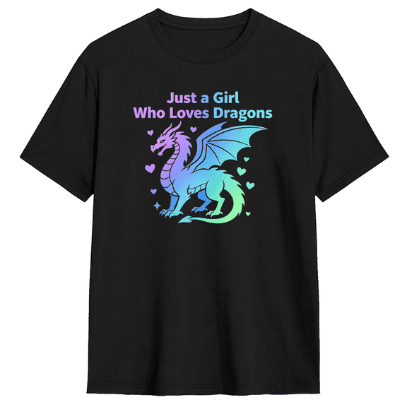 Dragon Lover Fantasy Art Retro Graphic Tee for Women, Fun Party Cotton Short Sleeves T-Shirt
