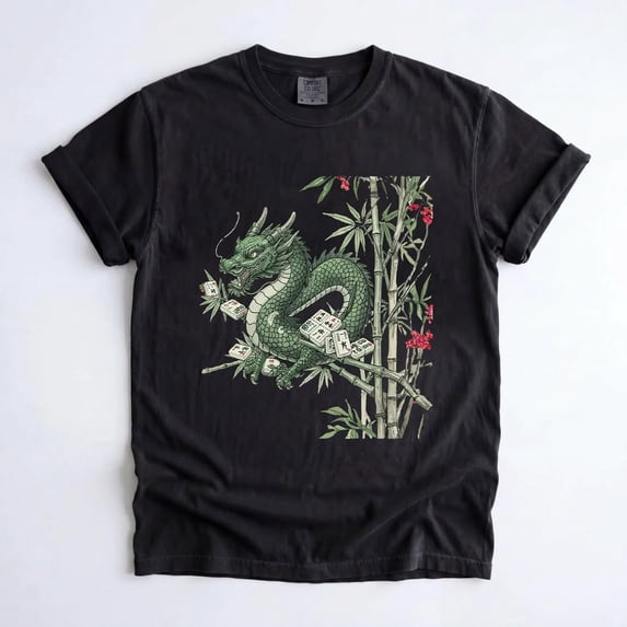 Dragon Mahjong T-Shirt, Bamboo Tile Graphic Tee, Mahjong Game Night Shirt, Funny Game Lover Gift